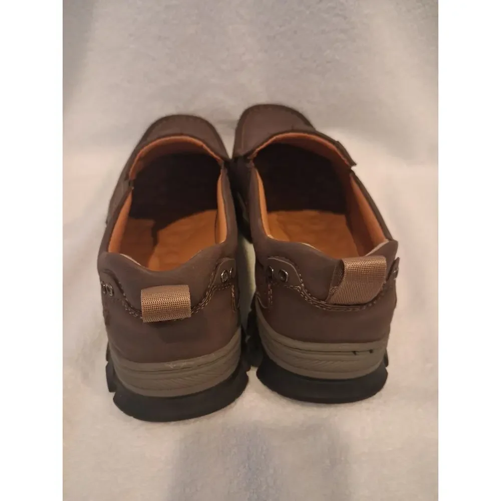 Shoes Slip Loafers On Brown Leather Slip Safety Shoes Composite Toe Sz 9.5 EE